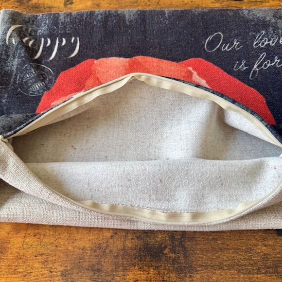 Tapestry Poppy Flower Throw Pillow Cover 17.5X17.5 Square w/Zipper Floral Love - Picture 4 of 12